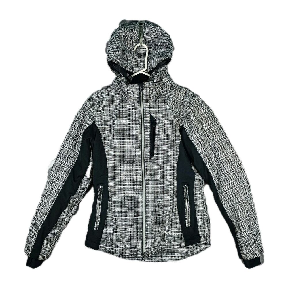 Boulder‎ Gear Ski Jacket Women Medium Gray Black Hooded Waterproof Snow Coat